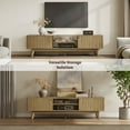 thumbnail image 4 of SICOTAS 70.1 inch Long Modern TV Stand Set of 2, Minimalist Console Table with 2 Fluted Doors, 3-Tier Storage Shelves, Long Entertainment Center for Living Room, Brown Oak, 4 of 10
