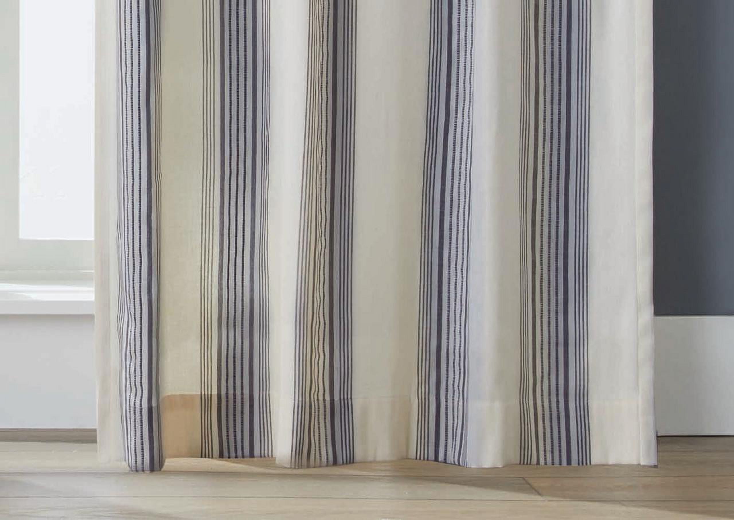 Indigo Farmhouse Stripe Light Filtering Curtain Panel, 50x95, 1 Pack