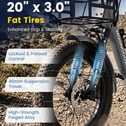 MOONCOOL TK2 Adult Electric Tricycle with Reverse, 48V 15Ah Removable Battery, Peak 1000W Motor, 20x3.0 Fat Tire, 60-Mile Range, 15.5 MPH