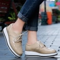thumbnail image 5 of VoxSoles Women's Platform Heels Wedg𝖾 Lace-Up 𝖮xfords Pumps Retro Wingtip High Heels Round Toe British Style Leisure Sneaker Shoes, 5 of 6