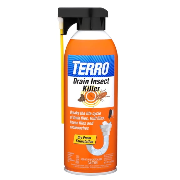 TERRO Drain Insect Killer - Drain Fly Killer - Foam Drain Treatment - Drain Treatment for Drain Flies, Fruit Flies, House Flies, and Roaches