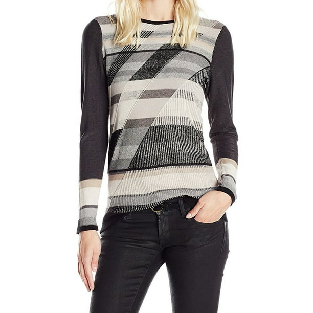 NIC+ZOE - Nic + Zoe NEW Gray Womens Size Large L Pullover Colorblock ...