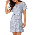 thumbnail image 2 of Haiem Blue Butterfly Print Women’s Short-sleeved Nightdress – Comfortable and Loose-Fit Sleepwear, Soft Cotton Sleep Shirt for Relaxing, Casual Nightdress, 2 of 6