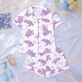 thumbnail image 2 of CAIVO Kids Tortoise Printed Lapel Short Sleeve Tops And Shorts Girls Comfortable Home 2 Piece Pajama Set For Sleep, 2 of 4