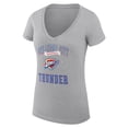 thumbnail image 2 of Women's G-III 4Her by Carl Banks Heather Gray Oklahoma City Thunder Super-Slim Fit Lightweight Team Logo V-Neck T-Shirt, 2 of 3