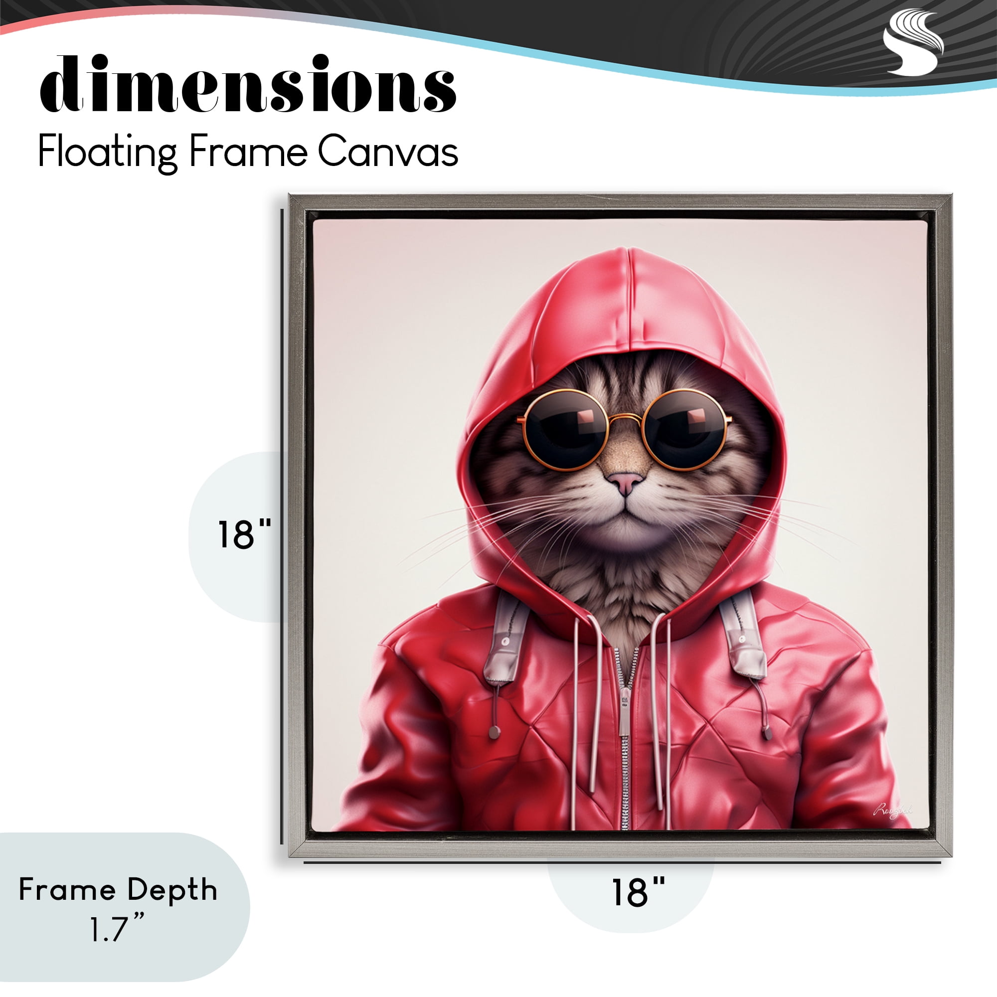 Stupell Industries Hipster Cat in Stylish Jacket Gray Framed Floater Canvas Wall Art, design by Roozbeh