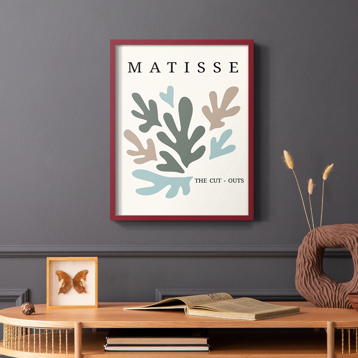 Matisse CDII in Red Solid Wood Framed Print No Nail Hanging