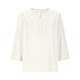 thumbnail image 3 of Women's 3/4 Sleeve T-Shirts V-Neck Embroidery Solid Casual Tees Tops Summer Loose Soft Lightweight Fashion Tee Shirts, 3 of 6