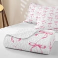 thumbnail image 4 of Erosebridal Kawaii Pink Bowknot Twin Quilt Set for Boys Girls, Princess Ribbon Style Twin Coverlet Set, 2-Piece, 4 of 7