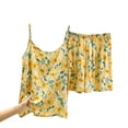 thumbnail image 2 of Mingw Pajamas for Women Set Women's Loose Solid Printed Home Wear Two Piece Spaghetti Strap Shirts and wide straight short pant Sets, 2 of 3