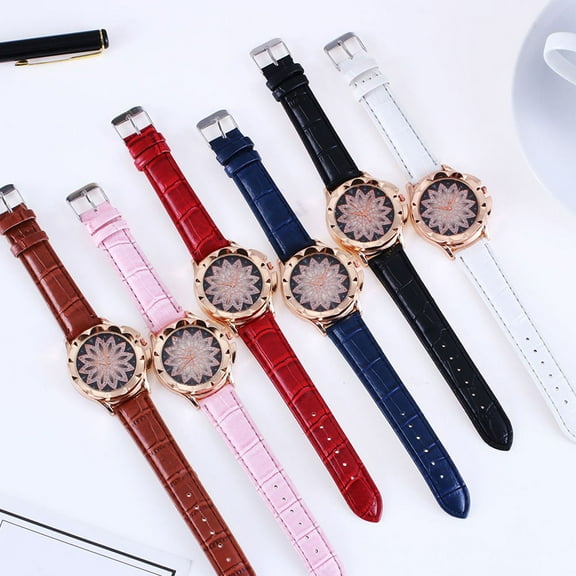 HONITANO 1Set Rhinestone Watch Elegant Design White Alloy For Women Daily Wear 3.9In Round Face