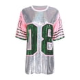 thumbnail image 3 of iixpin Women's Number Name Sequin Dress Shirt Short Sleeve Oversized T-Shirt Sweatshirt Silver One Size, 3 of 6