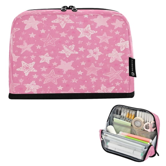Vertical Pencil Case Pencil Bag Pencil Cases Large Capacity Storage Pencil Box Paintbrush Box Office Supplies Box Star Seafoam Pink