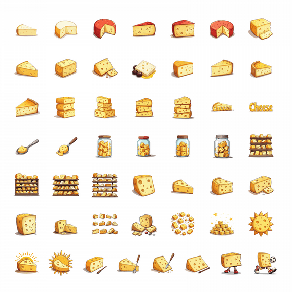LUUFILx 50pcs Cartoon Cheese Stickers Food Stationery Kids Decals Laptop Water Bottle Phone Notebook Toy Guitar Luggage Stickers Set