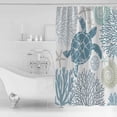 thumbnail image 2 of Summer Shower Curtain, 72" x 72", Teal Blue Khaki Coastal Ocean Sea Turtle Coral Seashell Waterproof Bathroom Curtain Washable Shower Curtain Set with 12 Hooks, 2 of 6