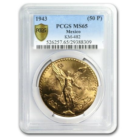 1943 Mexico Gold 50 Pesos MS-65 PCGS