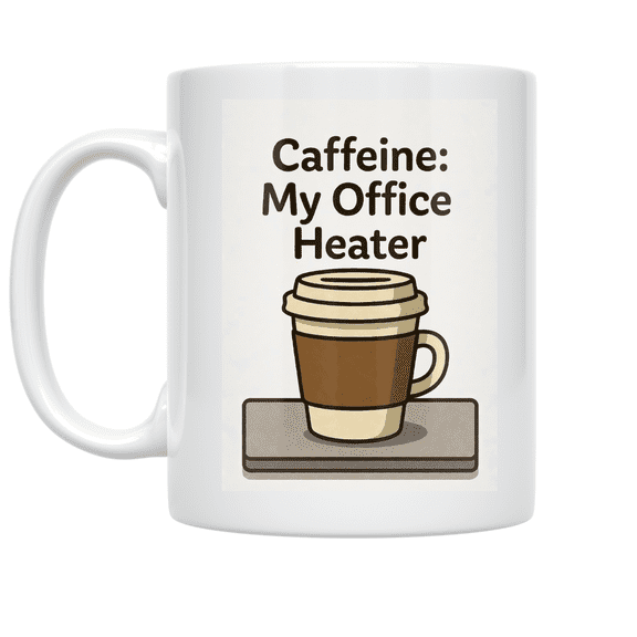 Caffeine: My Office Heater - Home Office Humor Enthusiast - 11 oz Ceramic Coffee Mug