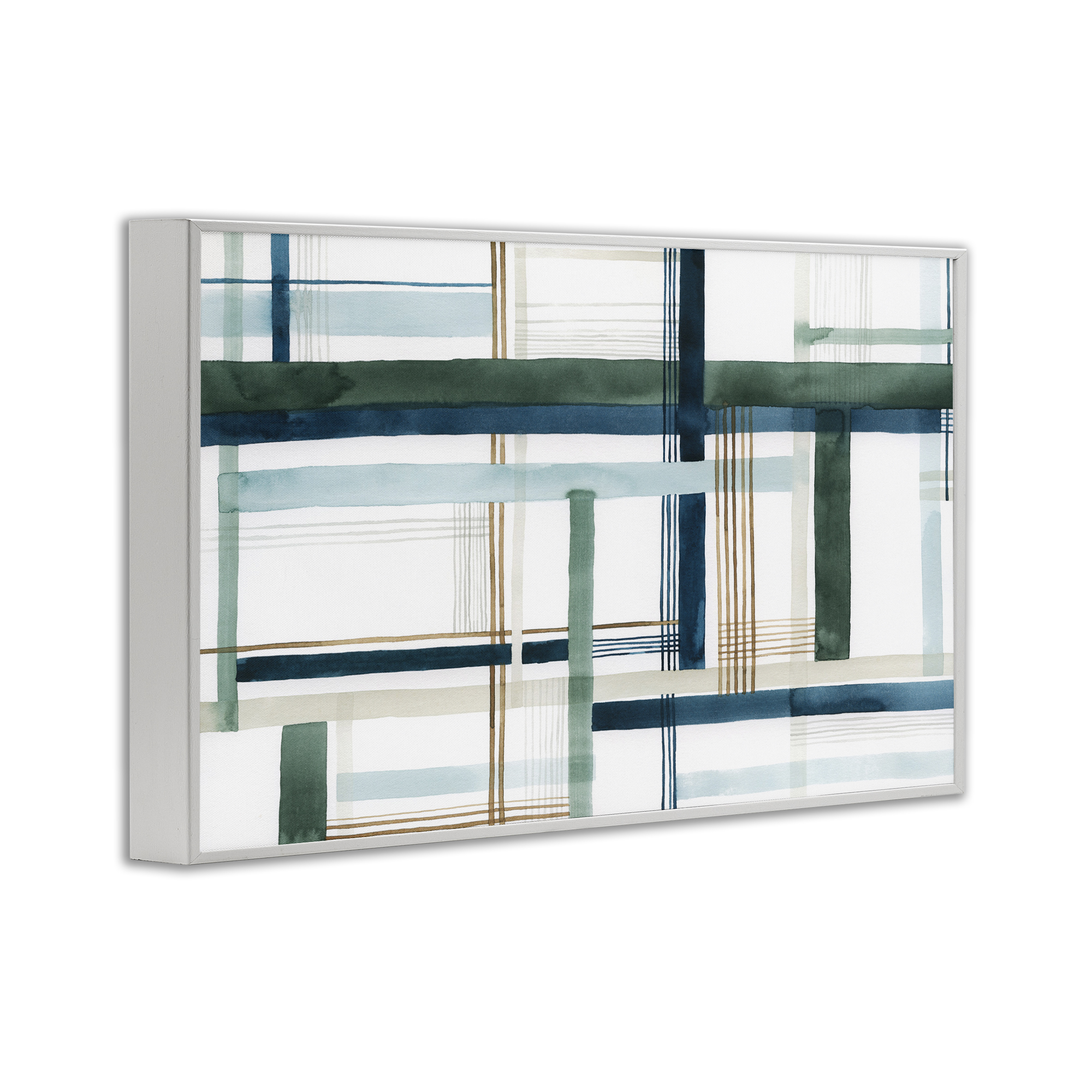 Stupell Industries Layered Woven Pattern Abstract Painting White Framed Art Print Wall Art, 18 x 12
