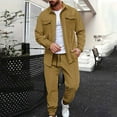 thumbnail image 2 of VBTAPA Waffle Sweatsuit 2 Piece Set Mens Tracksuit Suits Solid Casual Long Sleeve Button Down Shirt Jacket with Jogging Pants Sets with Pockets Prime Sales of The Day Gold XL, 2 of 7
