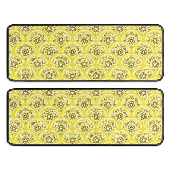 Kitchen Rugs Sets Of 2,Yellow Lemon Fruit Slices Yellow Pattern Anti Fatigue Kitchen Mat Rugs Non Slip Washable,Decorative Kitchen Floor Mats for Kitchen,Sink,Laundry,17"x47" 17"x47"
