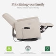 thumbnail image 3 of Evolur Harlow Deluxe Upholstered Glider, Power Recliner USB Port with in-Built Massager, Light Sand, 3 of 6