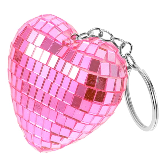 Niceauty crystal key chain Disco Ball Keychain Heart Shaped Pink Foam Portable Fun for Young Adults 1Set