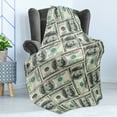 thumbnail image 4 of Money Soft Flannel Fleece Throw Blanket, Dollar Bills of United States Federal Reserve the Ben Franklin Portrait, Cozy Plush for Indoor and Outdoor Use, 50" x 70", Pale Green Grey, by Ambesonne, 4 of 5