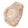 thumbnail image 3 of Charles Raymond Blinged Out Oblong Metal Mens Iced Out Color on Blast Hip Hop Wristwatch - 8475Color (Rose Gold), 3 of 5