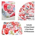 thumbnail image 4 of Ultra-Soft Microfiber Sheet Set - Double Brushed - Wrinkle and Stain Resistance - Fit 14 inches Deep Pocket - 6 Pieces Set (Full, Red Floral), 4 of 9