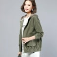 thumbnail image 6 of Women Corduroy Jacket - Fall Spring Patch Pockets Hooded Loose Colorblock Elastic Cuffs And Hem Streetwear Office And Leisure Coat, 6 of 8
