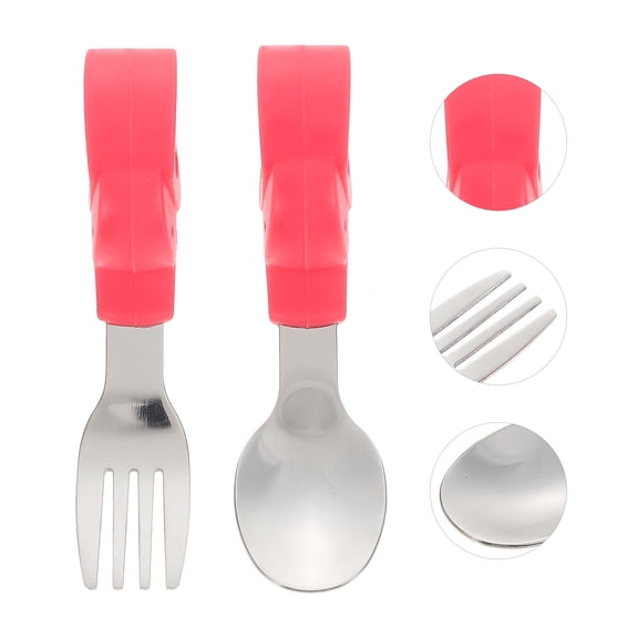 UPKOCH 2Pcs Baby Feeding Spoon And Fork For Toddlers Safe Eating