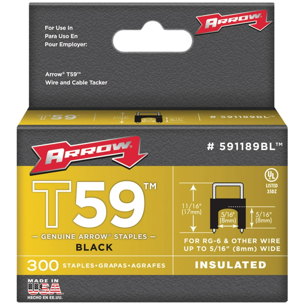 Arrow® 591189bl T59 Insulated Staples, 300 Pack (black)