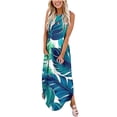 thumbnail image 2 of SMihono Robe Maxi Bohème d'Été pour Femmes Grande Taille Robe Longue Imprimée Sans Manches à Encolure Croisée devant Robe de Plage Évasée, 2 of 5