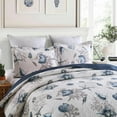 thumbnail image 3 of 100% high-density Cotton Embroidered Quilt, Bedspread/Comforter set light weight warm and soft Queen.Beige/Blue, 3 of 6