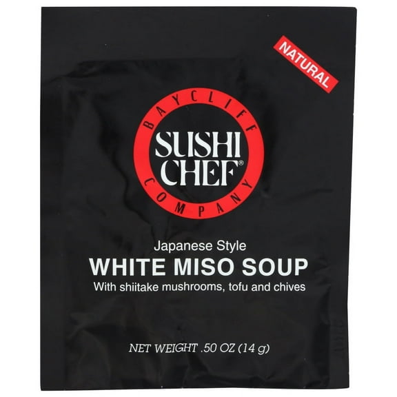 Baycliff Company Sushi Chef Japanese Style White Miso Soup, 0.5 oz, Instant, Single Serving, Powdered Soup Mix