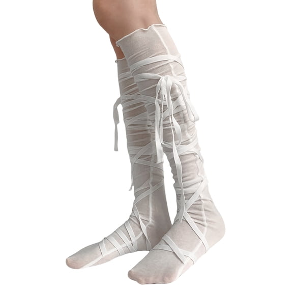Bandage Thigh Highs Socks Long Boot Stockings Over The Knee Socks Strappy Thigh High Stockings for Womens Girls Gifts