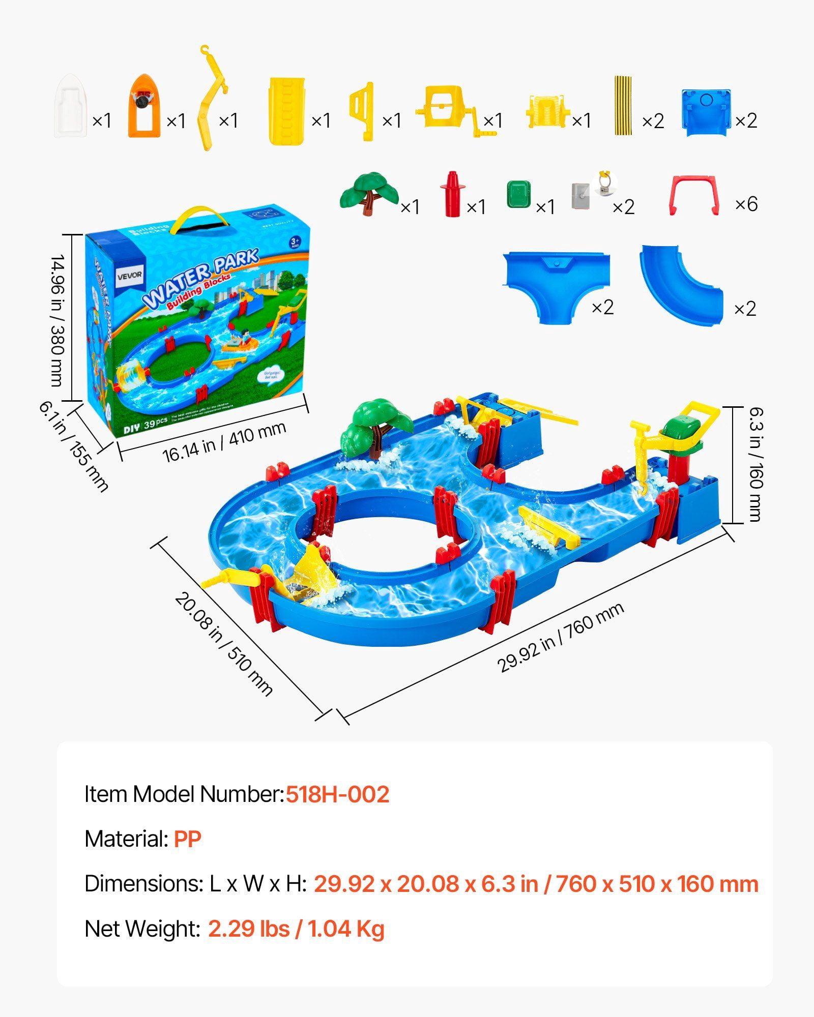 Toddler Water Table, Interactive Waterway Playset for Boys Girls Ages 3+, Outdoor Sensory Activity