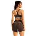 thumbnail image 2 of IBTOM CASTLE Double Layer Workout Sets for Women 2 Piece Sports Bra High Waist Biker Shorts with Pocket Yoga Pialtes Outfits Brown, 2 of 7