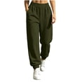 thumbnail image 3 of Inverlee Women's Elastic High Waist Jogger Sweatpants Cuffed Ankle Dual Side Pockets Loose Athletic Loungewear Pants Army Green (S-XXL), 3 of 9