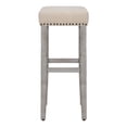 thumbnail image 4 of 29" Inch Upholstered Backless Saddle Seat Counter Stool, Antique Gray/Beige, 4 of 8