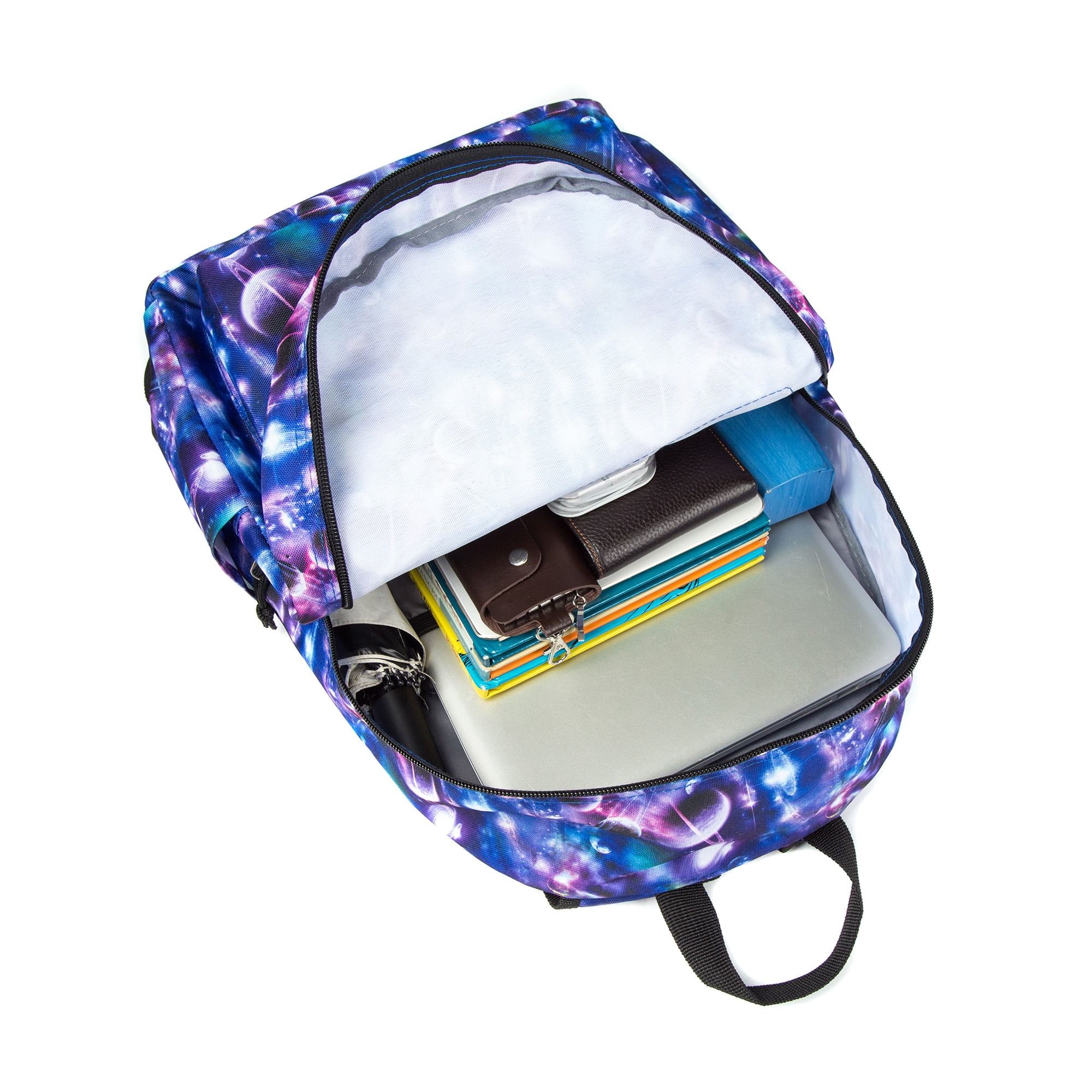 K-Cliffs Unisex  18" Galaxy Printed Backpack Simple Pattern Bookbag Classic Travel Daypack for Laptop and Tablet, 25 Pieces, 100% Polyester
