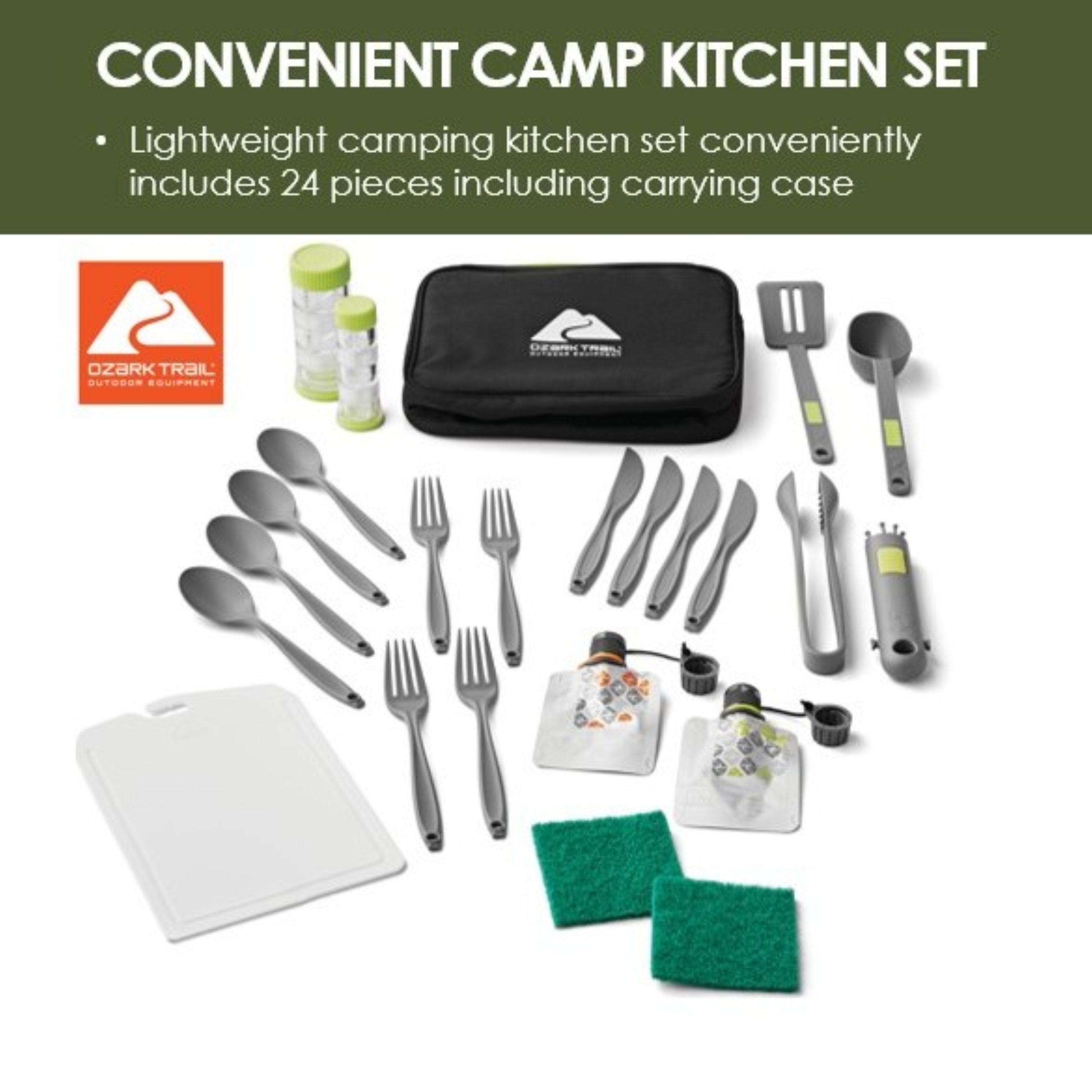 Set de Cocina de Camping de Plástico de 24 Piezas con Bolsa de Viaje 2