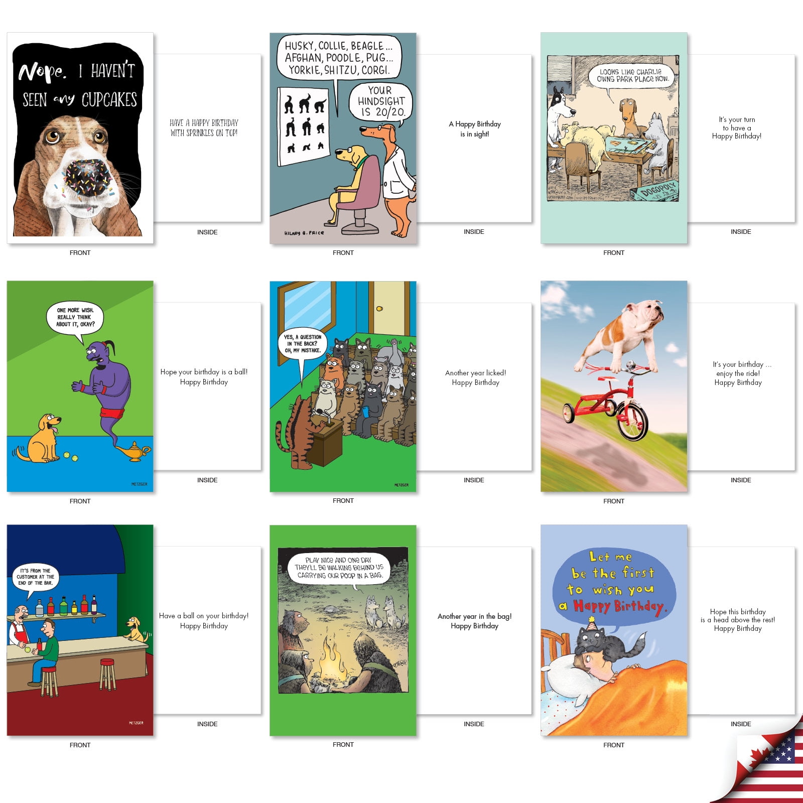 NobleWorks 36 Assorted Box Set Funny Birthday Greeting Cards w/5 x 7 Inch Envelopes (36 Designs, 1 Each) Bday Pet Party AC10799BDG-B1x36