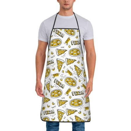 

Chef Aprons for Men and Women - Cute Gold Pizza Oil-Resistant Bib Aprons for Cooking Waterproof BBQ Grilling Kitchen Aprons Gifts for Women and Men