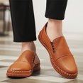thumbnail image 5 of Men's Casual Leather Loafer Shoes Slip On Soft Breathable Handmade Stitching Fashion Shoes Lightweight Driving Dress Shoe Brown 9 US, 5 of 7