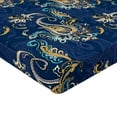 thumbnail image 4 of Ambesonne Paisley Themed Fitted Sheet, Eastern Floral Boho, Twin XL Size, Dark Indigo Mustard Cream, 4 of 5