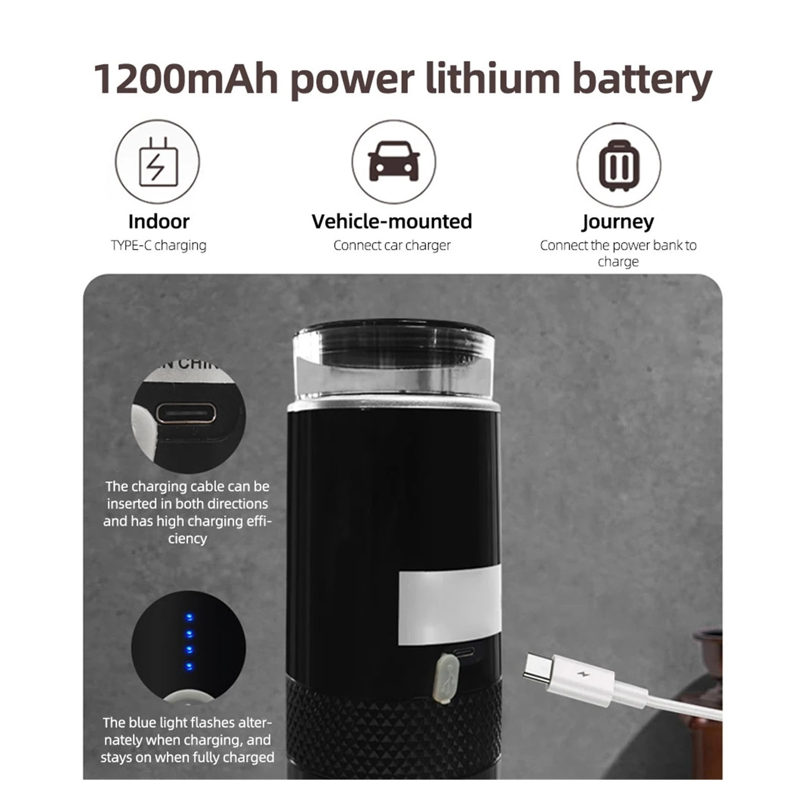 Portable Electric Espresso Coffee Maker Machines Single Serve With Cup Coffee Powder And Capsule Bin Recharable Automatic ,Portable