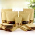 thumbnail image 1 of Bolsa de papel Kraft con ventana abierta, bolsa para envasar té y nueces, bolsa de papel Kraft independiente, bolsa autosellante, bolsa sellada para frutos secos, bolsa para alimentos, 1 of 2