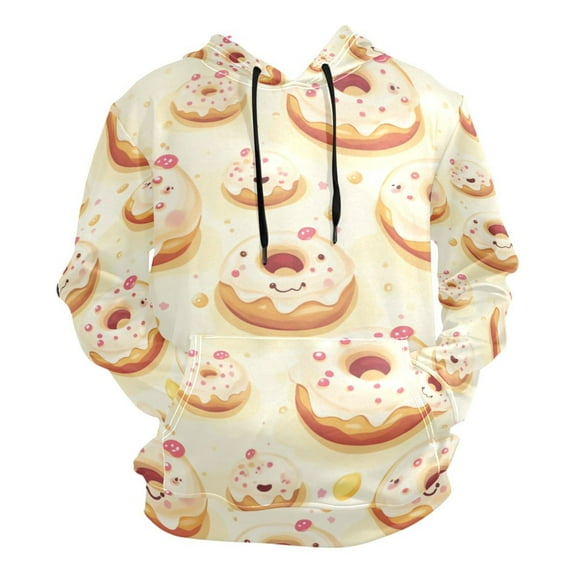 Cartoon Donut Print Men’s Hoodies Sweatshirt Fleece Jackets Long Sleeve Sweatshirts