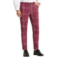 thumbnail image 4 of Lars Amadeus Men's Dress Plaid Slim Fit Flat Front Prom Checked Trousers, 4 of 6